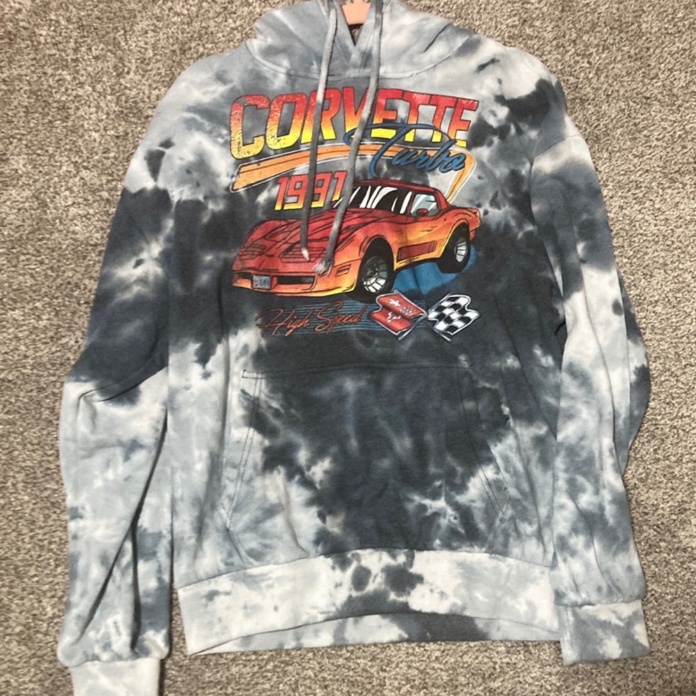 Corvette hoodie tie dyed